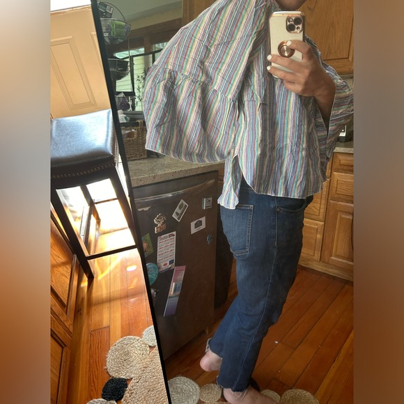 See by Chloe Off the Shoulder Striped Linen Top - Picture 7 of 8